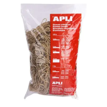 Apli Gomas Elasticas Ø 80 x 2mm - 1kg de Contenido - Gran Elasticidad y Excelente Resistencia - 70% de Caucho Natural | Ahorro I