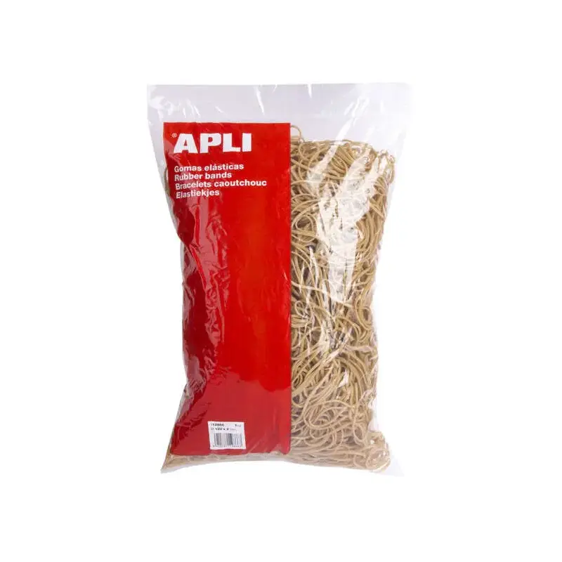 Apli Gomas Elasticas Ø 120 x 2mm - 1kg de Contenido - Gran Elasticidad y Resistencia - 70% de Caucho Natural | Ahorro Imprimiend