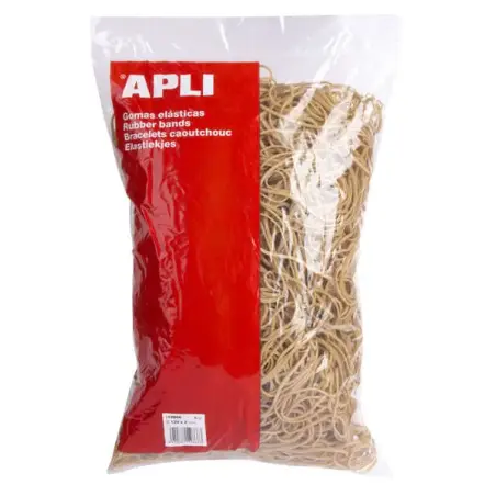 Apli Gomas Elasticas Ø 120 x 2mm - 1kg de Contenido - Gran Elasticidad y Resistencia - 70% de Caucho Natural | Ahorro Imprimiend