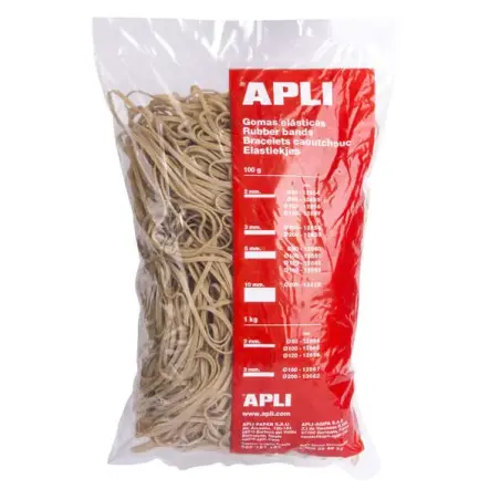Apli Gomas Elasticas de Caucho Natural - Ø 160 x 3mm - Gran Elasticidad y Resistencia - 1kg de Contenido | Ahorro Imprimiendo