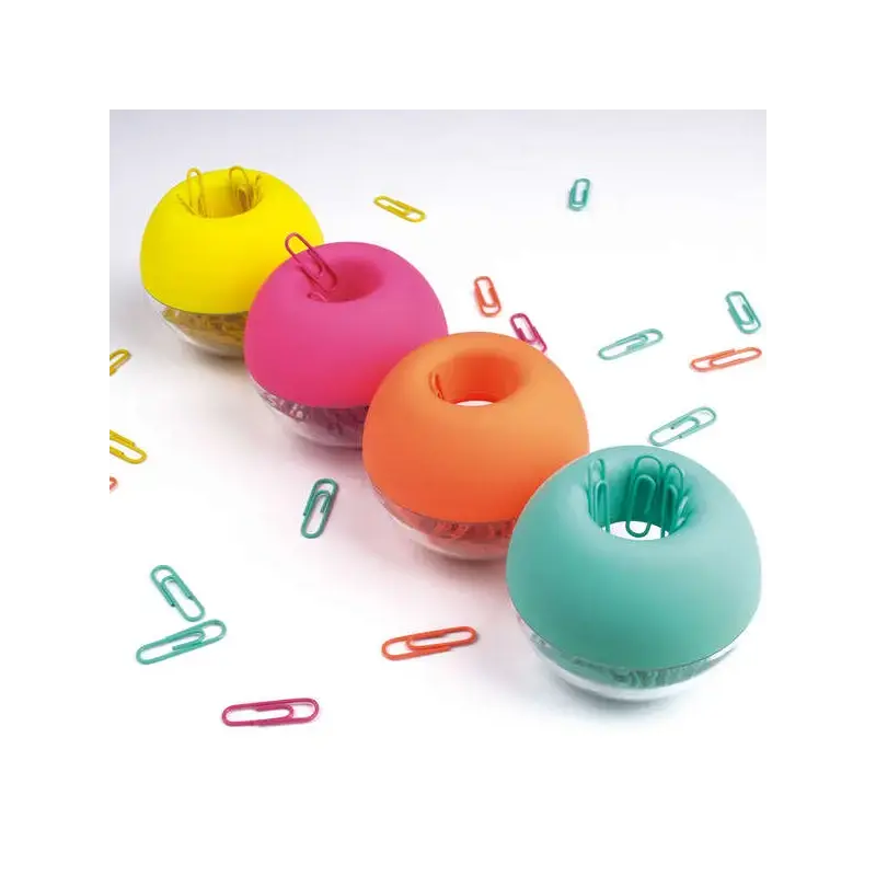 Apli Fluor Collection Expositor de Clips - Ø 70x60 mm - 8 Dispensadores en 4 Colores - Tapa Magnetica "Soft Touch" - Incluye 50