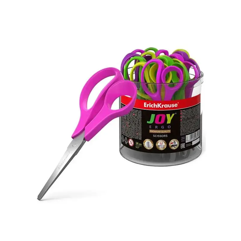 Erichkrause Tijeras Joy Ergo - Cuchillas de Acero Inoxidable - Extremos Redondeados - Resistente a La Corrosion - Mangos Ergonom