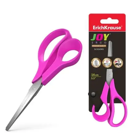 Erichkrause Joy Ergo Tijeras de Acero Inoxidable 14cm - Extremos Redondeados - Resistente a la Corrosion - Mangos Ergonomicos -