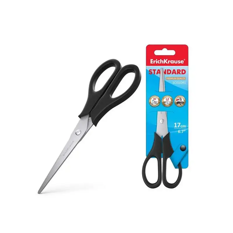 Erichkrause Standard Tijeras con Cuchillas de Acero Inoxidable 17cm - Afilado Doble Avanzado - Resistente a la Corrosion - Mango