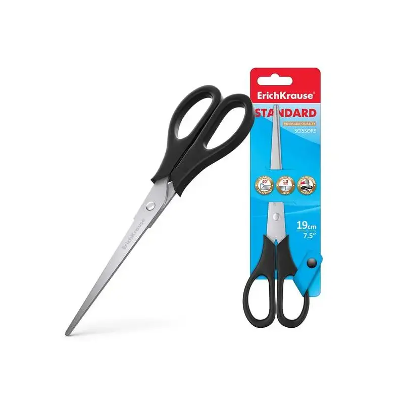 Erichkrause Tijeras Standard - Cuchillas de Acero Inoxidable - Afilado Doble Avanzado - Resistente a La Corrosion - Mangos de Pl