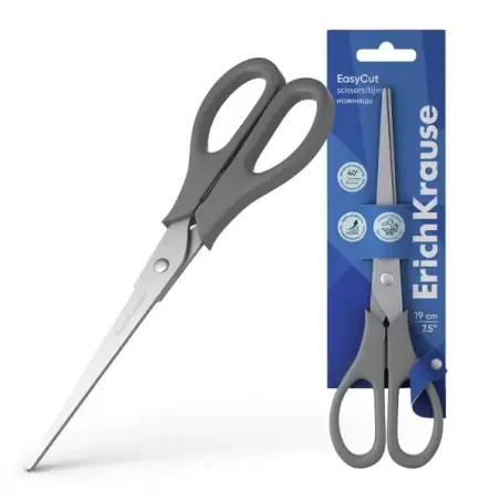 ErichKrause EasyCut Tijeras de Acero Inoxidable 19cm - Doble Afilado Avanzado - Colores Surtidos Aleatorios | Ahorro Imprimiendo
