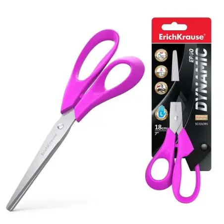 Erichkrause Dynamic Tijeras de Acero Inoxidable para Zurdos de 18cm - Afilado Doble - Resistente a la Corrosion - Mangos Ergonom