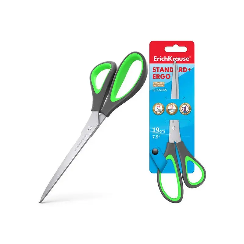 Erichkrause Tijeras Standard+ Ergo - Cuchillas de Acero Inoxidable - Afilado Doble Avanzado - Resistente a La Corrosion - Mangos