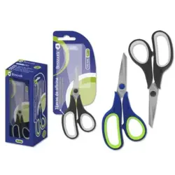 Bismark Tijeras de Oficina Acero Inoxidable 17cm - Empuñadura Ergonomica - Muy Ligeras y Resistentes - Colores Surtidos Aleatori