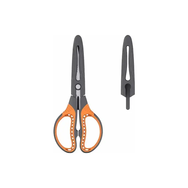ErichKrause Protector Tijeras de Acero Inoxidable 16.5cm - Funda Protectora - Color Gris/Naranja | Ahorro Imprimiendo