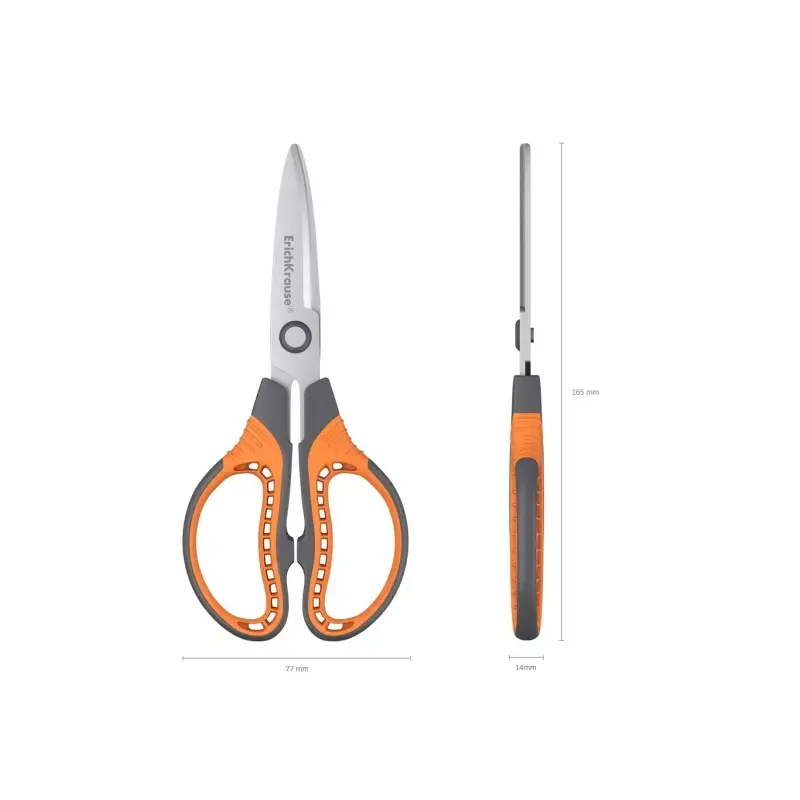 ErichKrause Protector Tijeras de Acero Inoxidable 16.5cm - Funda Protectora - Color Gris/Naranja | Ahorro Imprimiendo