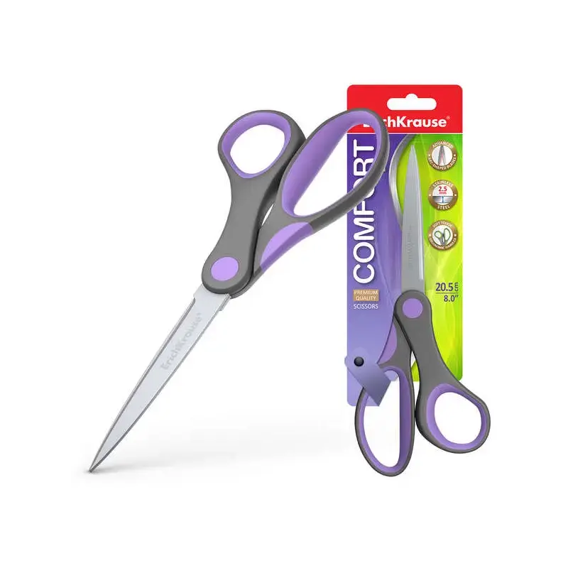 Erichkrause Tijeras Comfort - Cuchillas de Acero Inoxidable - Afilado Doble Avanzado - Resistente a La Corrosion - Mangos Ergono