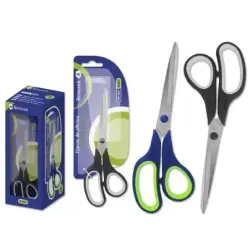 Bismark Tijeras de Oficina Acero Inoxidable 21cm - Empuñadura Ergonomica - Muy Ligeras y Resistentes - Colores Surtidos Aleatori