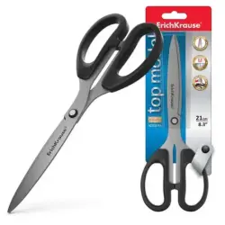 Erichkrause Top Model Tijeras de 21cm con Cuchillas en Forma de Arco de Acero Inoxidable - Afilado Doble Avanzado - Color Negro