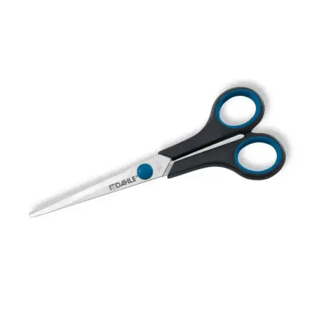 Dahle 54407 Office Comfort-Grip Tijeras de Acero Templado 18cm - Hojas Afiladas - Mangos Revestidos de Goma | Ahorro Imprimiendo