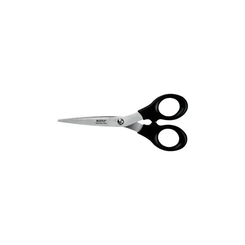 Leitz Tijeras de Acero Inoxidable 16.5cm - Ideales para Casa, Colegio, Oficina - Color Negro | Ahorro Imprimiendo