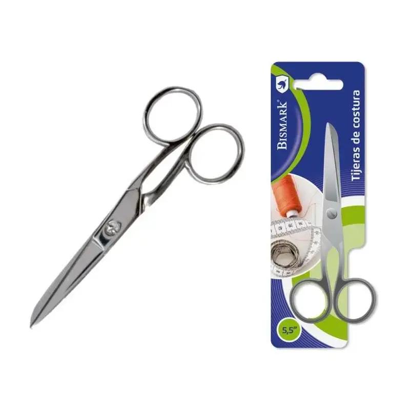 Bismark Tijera de Costura en Acero Inoxidable 14cm - Fijacion por Tornillo - Presion Constante Entre Hojas - Presentacion en Bli