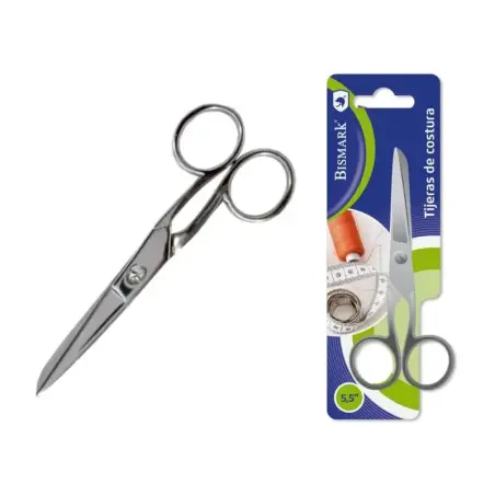 Bismark Tijera de Costura en Acero Inoxidable 14cm - Fijacion por Tornillo - Presion Constante Entre Hojas - Presentacion en Bli