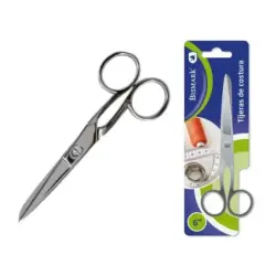 Bismark Tijera de Costura Acero Inoxidable 15.2cm - Fijacion por Tornillo - Presion Constante Entre Hojas - Presentacion en Blis
