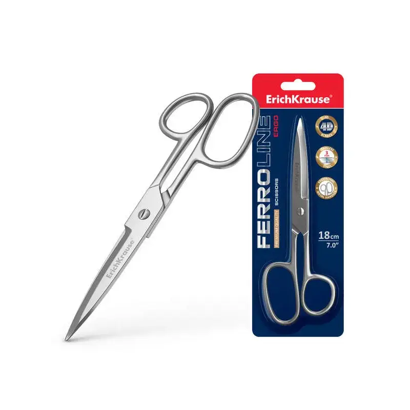 Erichkrause Ferro Tijera Metalica 18cm - Fabricadas en Acero de Alta Calidad - Cuchillas Engrosadas - Color Plateado | Ahorro Im