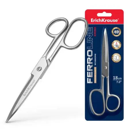 Erichkrause Ferro Tijera Metalica 18cm - Fabricadas en Acero de Alta Calidad - Cuchillas Engrosadas - Color Plateado | Ahorro Im