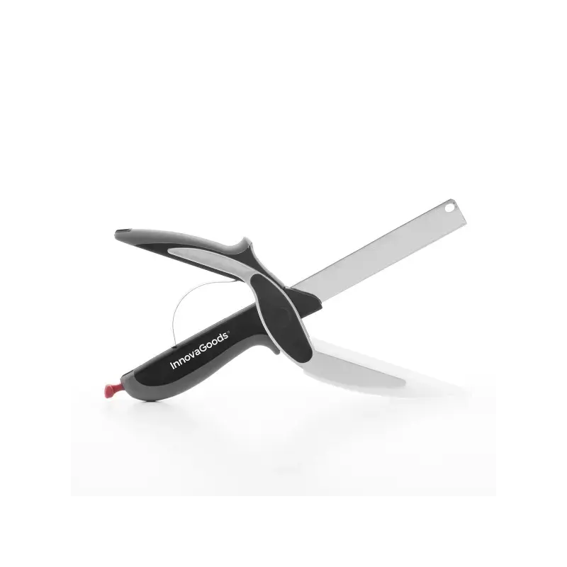 Innovagoods Cuchillo Tipo Tijera con Mini Tabla de Cortar Integrada - Mango Antideslizante - Multifuncion - Bloqueo de Seguridad