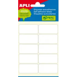 Apli Pack de 60 Etiquetas 19x40mm - 6 Hojas por 10 Etiquetas - Adhesivo Permanente - Cantos Romos - Color Blanco | Ahorro Imprim