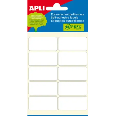 Apli Pack de 60 Etiquetas 19x40mm - 6 Hojas por 10 Etiquetas - Adhesivo Permanente - Cantos Romos - Color Blanco | Ahorro Imprim