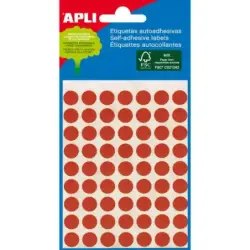 Apli Minibolsa de 288 Etiquetas Redondas Ø 8mm - 3 Hojas por 96 Etiquetas - Adhesivo Permanente - Color Rojo | Ahorro Imprimiend