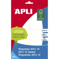 Apli Pack de 40 Etiquetas Rectangulares 50x70mm - 10 Hojas por 4 Etiquetas - Adhesivo Permanente - Cantos Romos - Color Blanco |