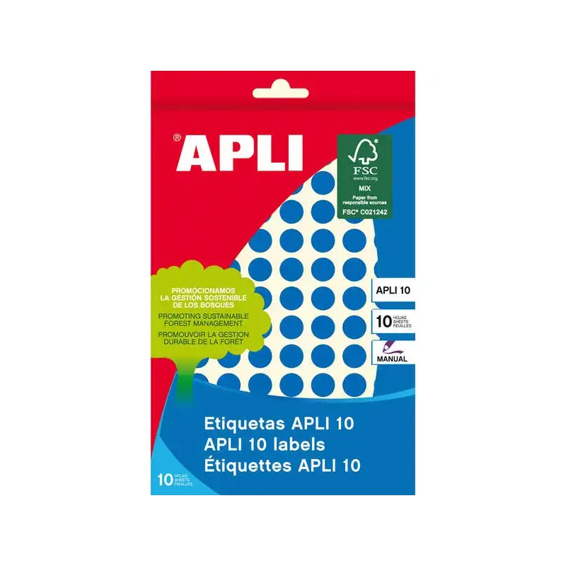 Apli Etiquetas 10 Azules Ø 10mm 8 Hojas | Ahorro Imprimiendo
