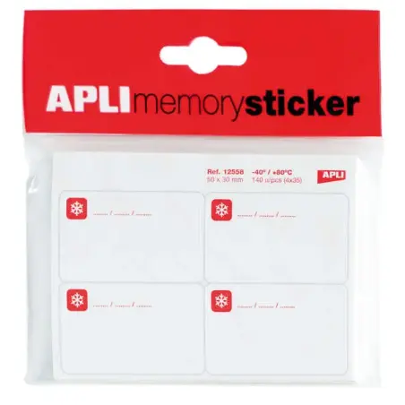 Apli Memory Sticker Pack de 140 Etiquetas Especial para Congelar 50x30mm - 35 Hojas x 4 Etiquetas - Cantos Romos - Adhesivo Remo