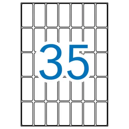 Apli Pack de 525 Etiquetas Rectangulares 18x40mm - 15 Hojas A5 por 35 Etiquetas - Adhesivo Permanente - Cantos Romos - Color Bla