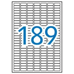 Apli Pack de 1.890 Etiquetas Rectangulares 25.4x10mm - 10 Hojas por 189 Etiquetas - Adhesivo Permanente - Cantos Romos - Aptas p
