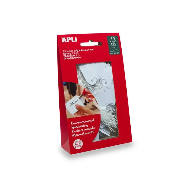 Apli Etiquetas Colgantes Blancas 28 x 43mm 100 U. | Ahorro Imprimiendo