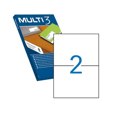 Multi3 Pack de 200 Etiquetas Blancas Cantos Rectos Tamaño 210.0X148.0mm con Adhesivo Permanente para Multiples Usos | Ahorro Imp