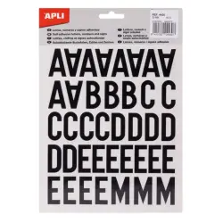 Apli Letras Adhesivas de Palo Mayusculas - Altura 30mm - Color Negro - Pack de 4 Hojas con 153 Letras | Ahorro Imprimiendo