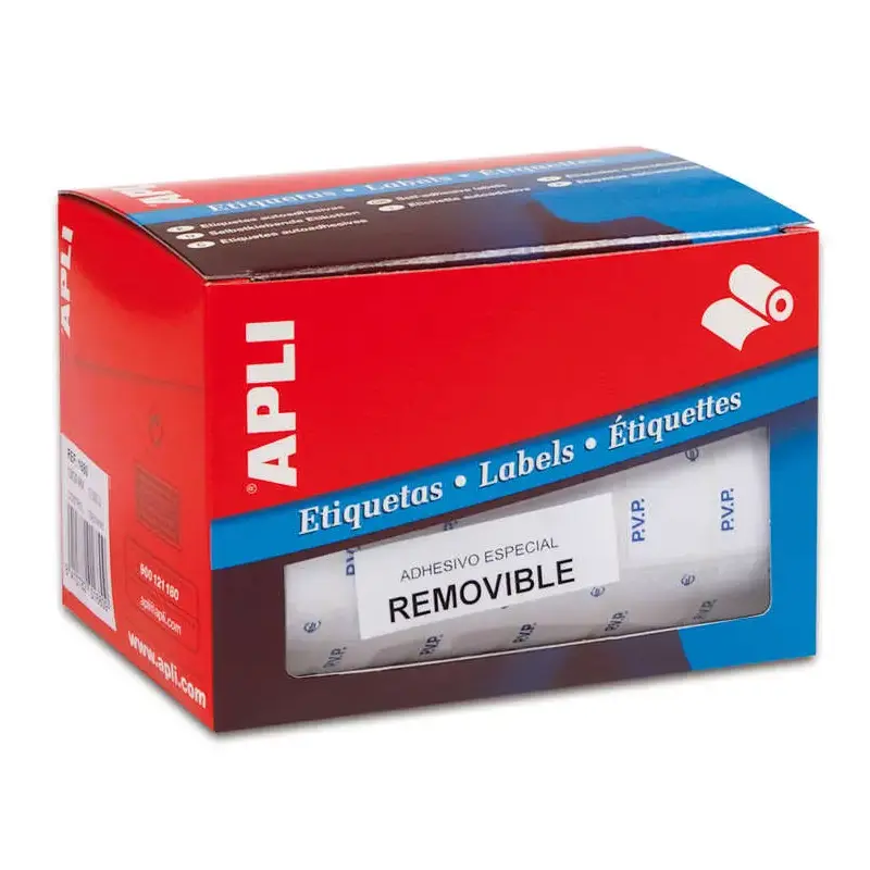 Apli Rollo de 2.520 Etiquetas PVP 16x22mm - Texto Preimpreso con las Siglas PVP - Adhesivo Removible - Color Blanco | Ahorro Imp