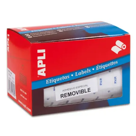 Apli Rollo de 2.520 Etiquetas PVP 16x22mm - Texto Preimpreso con las Siglas PVP - Adhesivo Removible - Color Blanco | Ahorro Imp