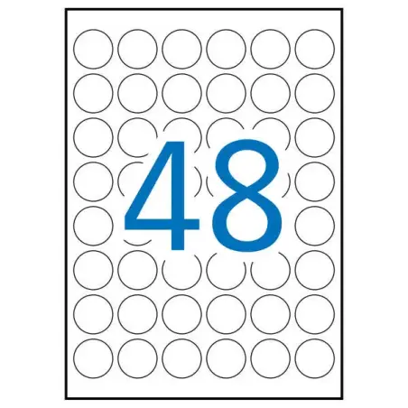 Apli Pack de 1.200 Etiquetas Redondas Ø 30mm - 25 Hojas por 48 Etiquetas - Adhesivo Permanente - Color Blanco | Ahorro Imprimien