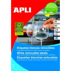 Apli Pack de 6.750 Etiquetas Blancas Removibles 17.8 x 10.0mm - 25 Hojas x 270 Etiquetas - Adhesivo Removible - Color Blanco | A