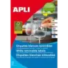 Apli Pack de 2.000 Etiquetas 35.6x16.9mm - 25 Hojas por 80 Etiquetas - Adhesivo Removible - Cantos Romos - Aptas para Impresion