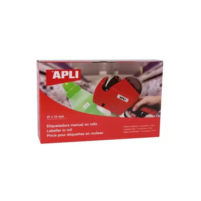Apli Maquina Etiquetadora de Precios 1 Linea 8 Caracteres - Facil Uso - Cambio Rapido de Digitos - Instalacion Sencilla de Rollo