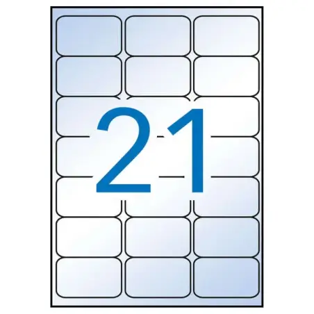 Apli Pack de 210 Etiquetas Transparentes 63.5 x 38.1mm - 10 Hojas por 21 Etiquetas - Adhesivo Permanente - Cantos Romos - Transp