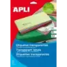 Apli Pack de 210 Etiquetas Transparentes 63.5 x 38.1mm - 10 Hojas por 21 Etiquetas - Adhesivo Permanente - Cantos Romos - Transp