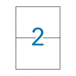 Apli Pack de 200 Etiquetas Rectangulares 210x148mm - 100 Hojas por 2 Etiquetas - Adhesivo Permanente - Cantos Rectos - Color Bla