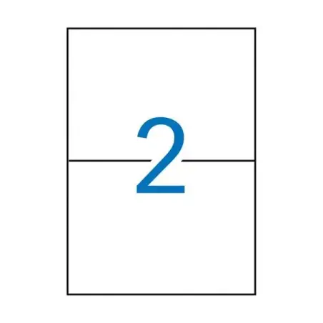 Apli Pack de 200 Etiquetas Rectangulares 210x148mm - 100 Hojas por 2 Etiquetas - Adhesivo Permanente - Cantos Rectos - Color Bla