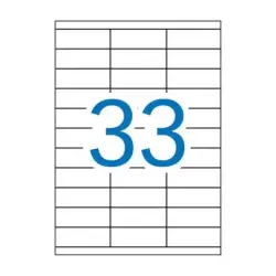 Apli Pack de 3.300 Etiquetas Rectangulares 70x25.4mm - 100 Hojas por 33 Etiquetas - Adhesivo Permanente - Cantos Rectos - Color