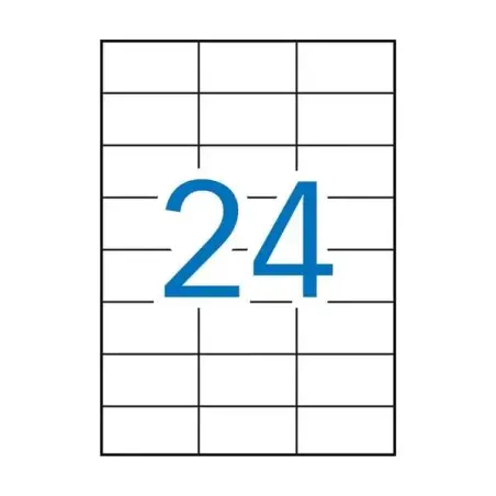 Apli Pack de 2.400 Etiquetas Rectangulares 70x37mm - 100 Hojas por 24 Etiquetas - Adhesivo Permanente - Cantos Rectos - Color Bl