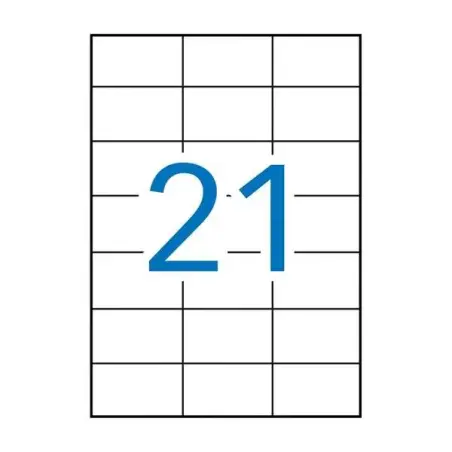 Apli Pack de 2.100 Etiquetas Rectangulares 70x42.4mm - 100 Hojas por 21 Etiquetas - Adhesivo Permanente - Cantos Rectos - Color